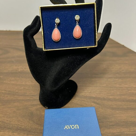 Vtg 70s Avon Convertible Faux Pink Coral Earrings w/ 14K White Gold Posts - Picture 1 of 3